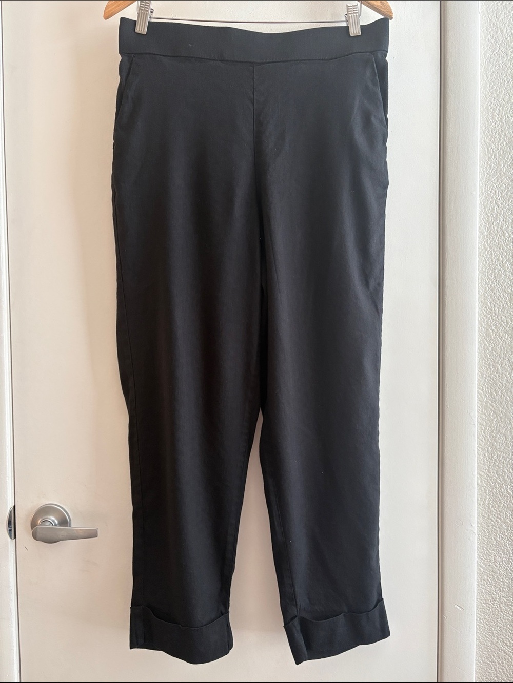 Alfani Linen Blend Career Elastic Waist Pull on Side Pockets Cuff Hem SZ PL